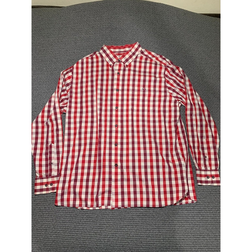 Fish Hippie Deep Red / Ivory Checked Stretch Button-Down Shirt Sz XXL
